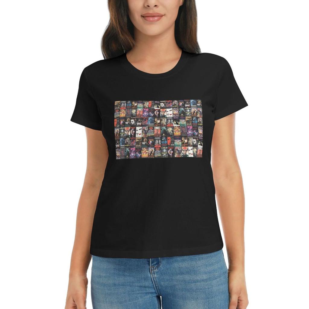 Women TShirt RETRO HORROR VHS ARTWORK 1988 Summer Short Sleeve Tees Round Neck Cotton T Shirts Clothes Tops Streetwear