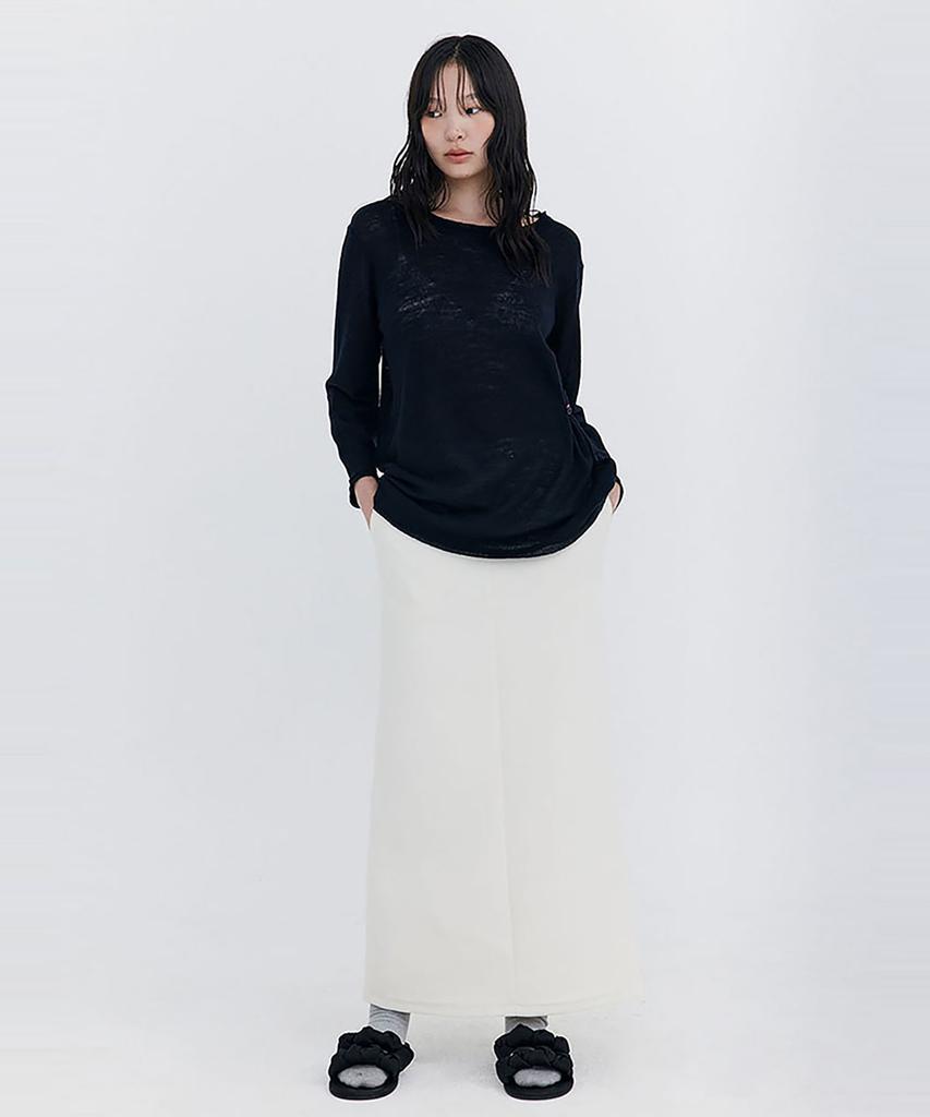 WNDERKAMMER Wool Button Line T-Shirt_Navy