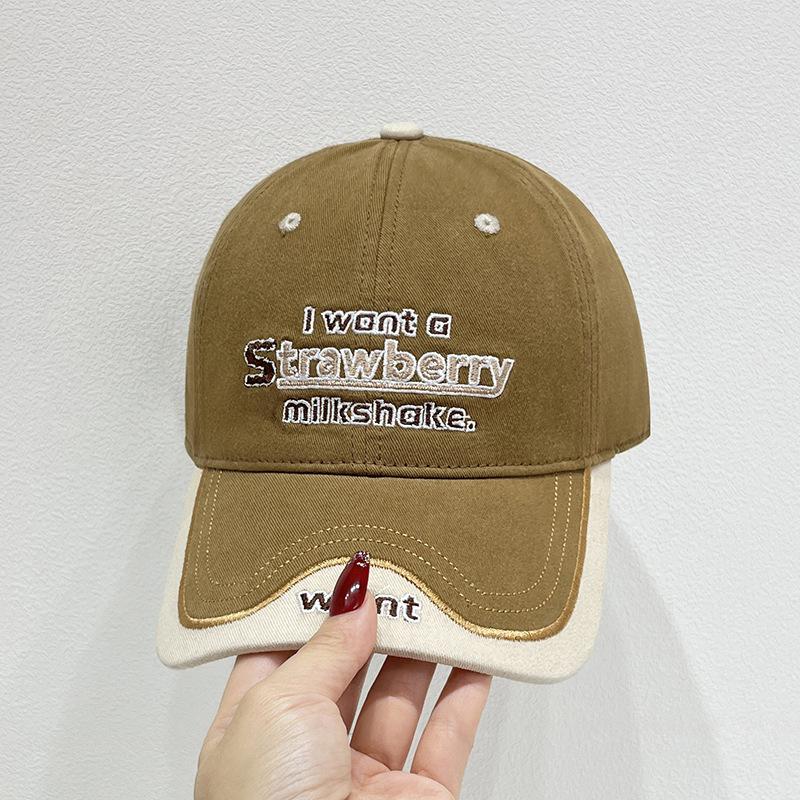 Retro Color-block Baseball Cap for Women Korean Version Makes Face Look Smaller Versatile Soft Top Peaked Cap Japanese Style Wide Brim Hat
