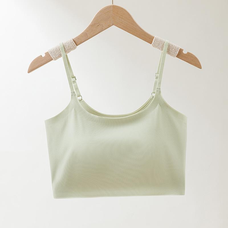 

Бесшовный топ Ice Thread Halter для женщин с подкладками для груди и топ без рукавов для короткого летнего образа 4XL светло-зеленый