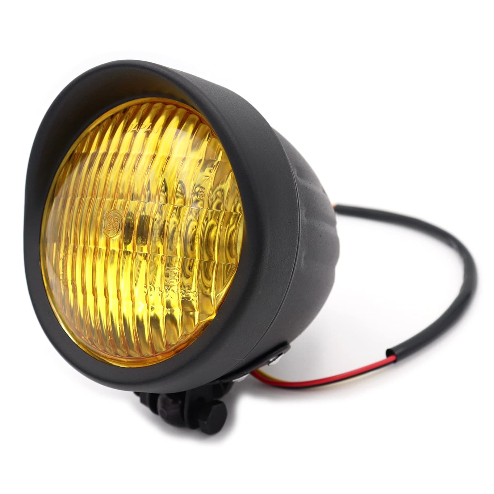 

Meliore 4.5 Bate Lite Universal Visor Headlight American Classic Motorcycle Slit Type Dragster Rebl Magna Villago Black Yellow Lens One size чёрный