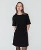 VEM.VER Belted Half Sleeve Tweed Dress_Black