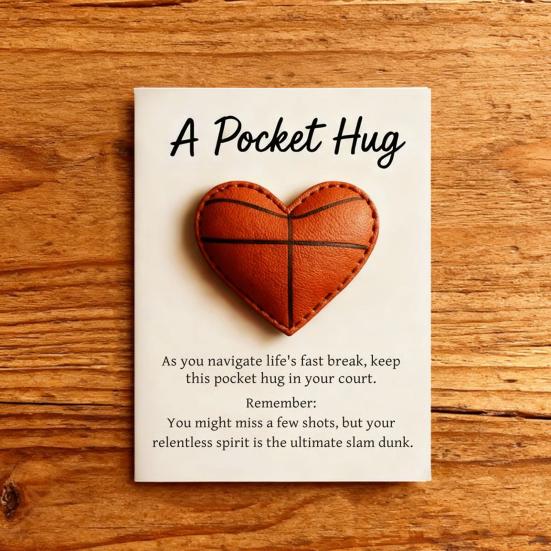 Love Heart Golf Pocket Hug with Positive Card Emotional Support Baseball Tennis Basketball Pocket Token Decoration Inspirational Gift