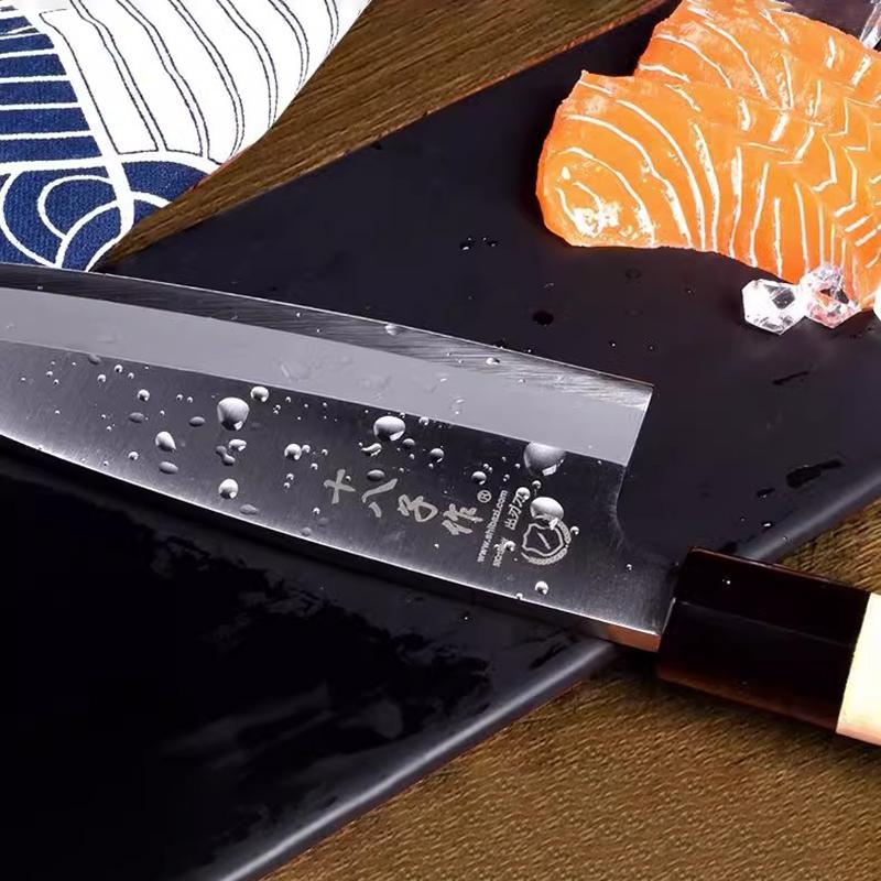 Shibazi 6.9 Inch Deba Knife Single-edged Blade Sharp Chef Cleaver Sashimi Slicing Sushi Ham Chopper Kitchen Knife Wood Handle