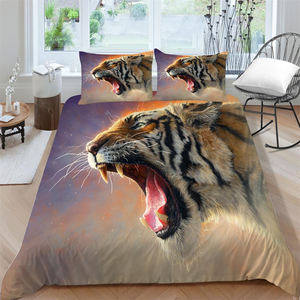 3D Bedding Set Tiger Print Quilt Cover Soft Breathable Comfortable Comforter Duvet Covers Pillowcase  Polyester