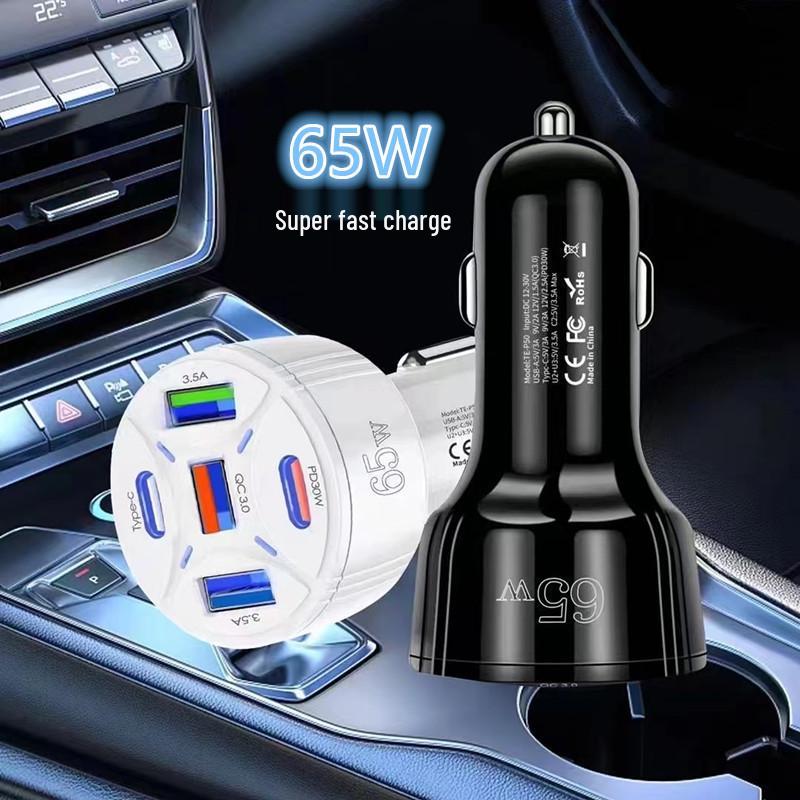 Apple 15 Car Charger 65W Multi-Port, 1-to-5 PD30W Super Fast Charging Adapter