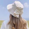 Vielseitiger Eimerhut Damen Frühling und Herbst Reine Baumwolle Hinten geteilte Schleife Mode Lässig Sonnenschutz Sonnenhut Koreanische Version Hut Damen