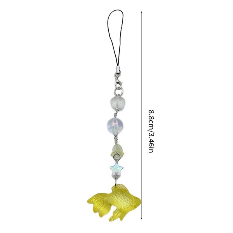 Cute Fish Phone Charm Fashion Bubble Beaded Keychain for Girls Women Phone Strap Backpack Decor Keyring Jewelry Gift