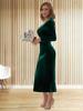 2025 Women's European Velour High Waist Slim Fit Side Slit Skirt for Autumn/Winter