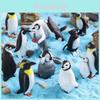 Conjunto Mini Animais do Ártico Plástico Criaturas Marinhas Realista Decoração de Aquário Para Mesa de Escritório