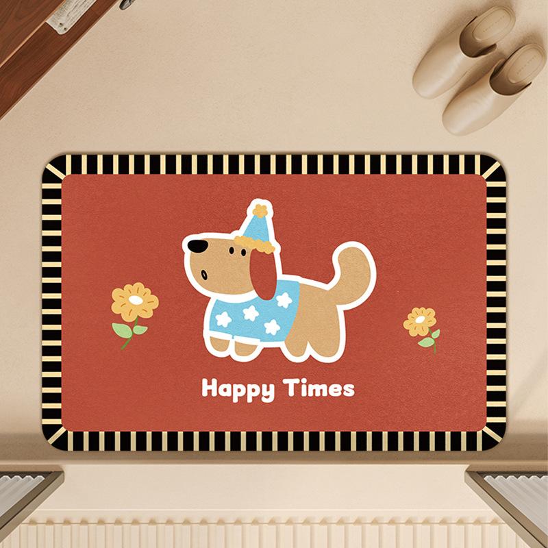 Cartoon Dog Bathroom Floor Mat, Special Diatom Mud For Bathroom, Water-Absorbing Non-Slip Foot Pad, Dirt-Resistant And Quick-Drying Ground At The