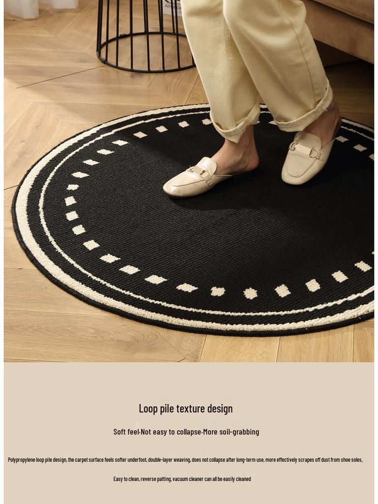 Thickened Non-slip Round Rug for Coffee Table, Bedroom, or Study Chair - Dustproof Floor Mat