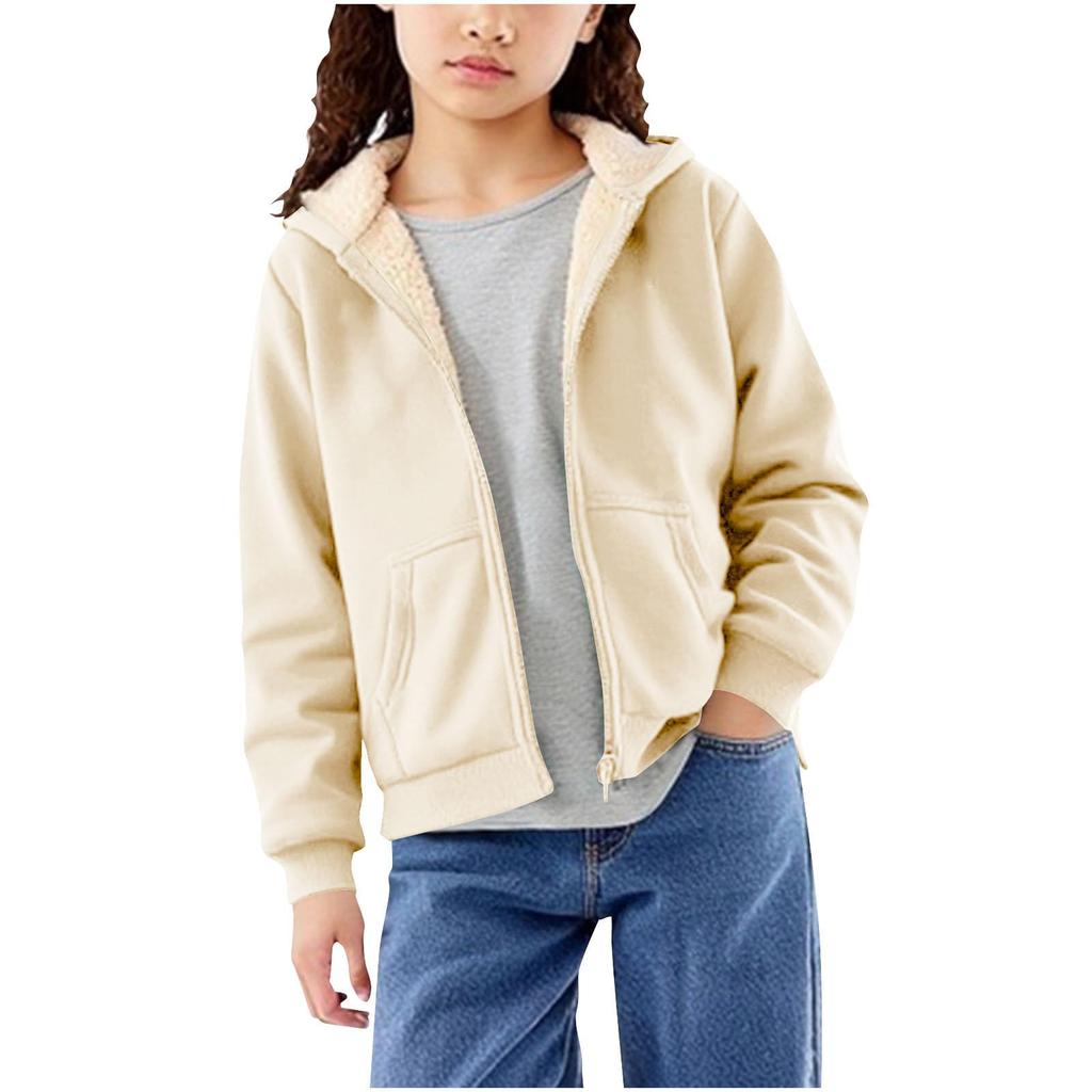 Boys Girls Fleece Lined Warm School  Zip Hoodie Sweatshirt  Jacket