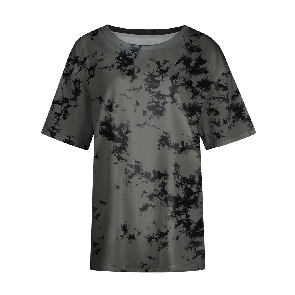 Women's Plus Size T-Shirt Summer Round Neck Short Sleeve Printed Basic Loose Top