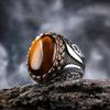 New Retro Handmade Turkish Rings for Men Vintage Double Swords Black Zircon Rings Punk  Trendy Islamic Religious Muslim