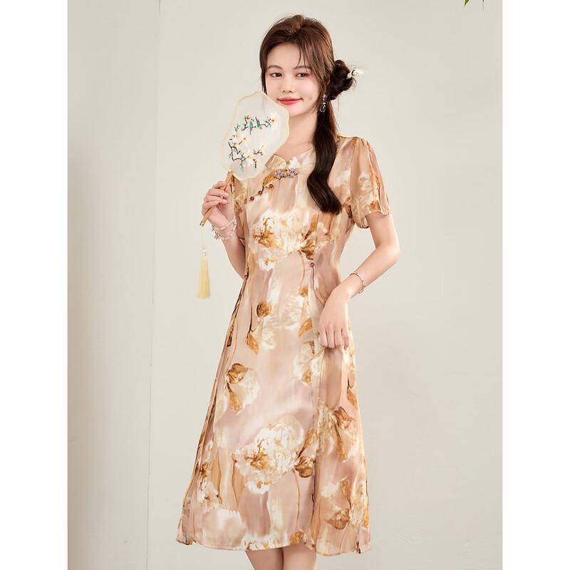 ORIGIN Women s Chinese Style A-Line Maxi Dress M