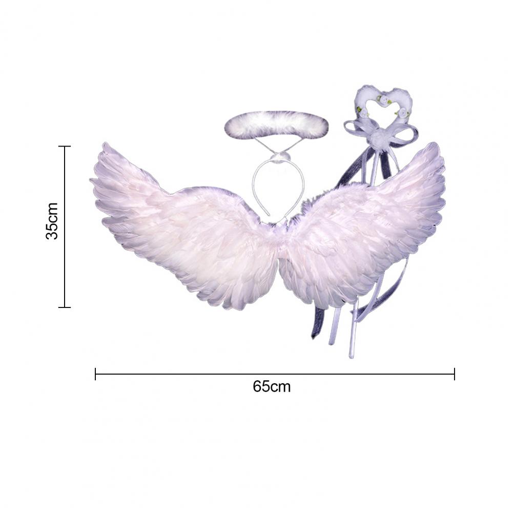 Cosplay Angel Wing Kids Angel Wings Set Angel Wings with Headband and Fairy Wand Faux Feather Cosplay Wings Halloween Cosplay