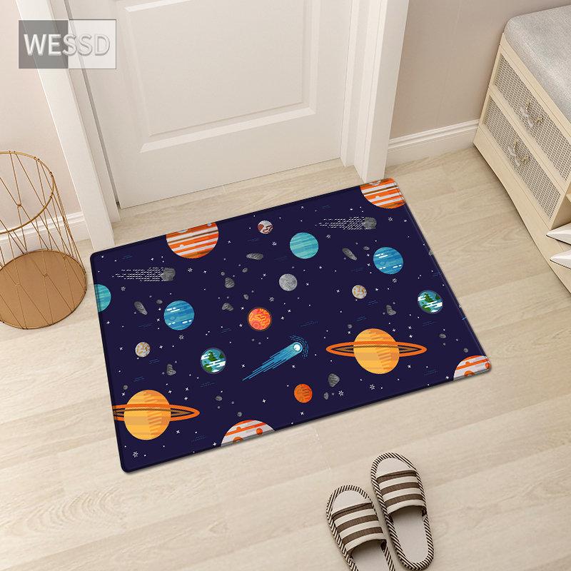 Dětské koberečky Cartoon Space do ložnice Roztomilá podložka Universe Print Koberec Dlouhé Dětské koberečky Dlouhé