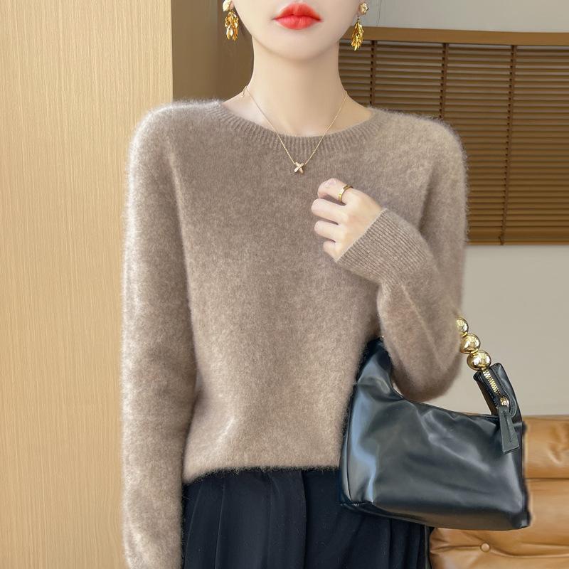 Dames Trui met Ronde Hals Wol Dames Herfst en Winter Kasjmier Pullover Zachte en Warme Top