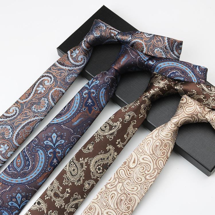 Tie Men'S Cashew Pattern Jacquard High-End National Style Retro Narrow 7Cm Hand-Tied Business Dress Tie