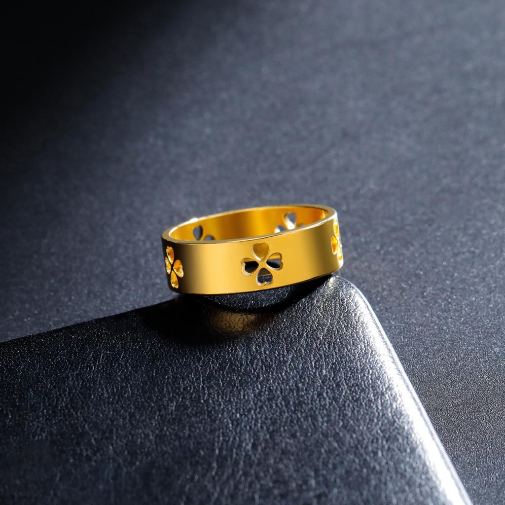 Cazador Stainless Steel Four-leaf Clover Rings for Women Gold Color Lucky Jewelry Anniversary Birthday Gift Wholesale 2026 New