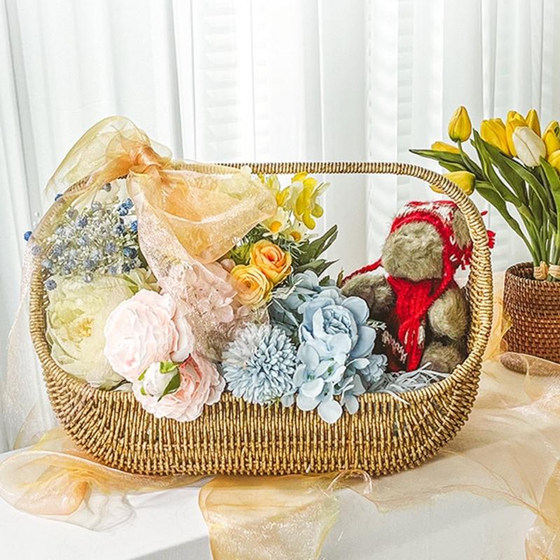 Boat Shape Handwoven Storage Basket For Picnic Flower Decoration And Home Organization Craft Of Sturdy PE Materials