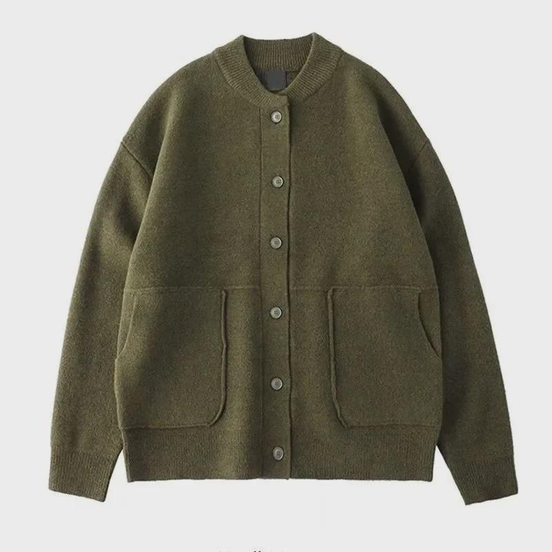 Cardigan Tricoté Décontracté Style Coréen pour Garçons - Automne/Hiver, Couleur Unie