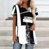 Túnicas Casuales Informales para Mujer con Estampado, Cuello Redondo, Dobladillo Irregular y Manga Corta