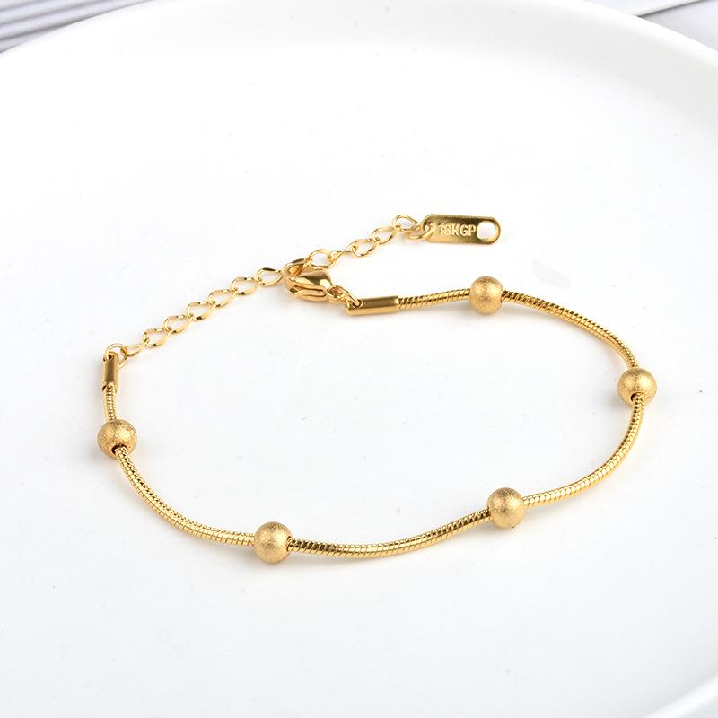 

Минималистичный японско-корейский женский браслет из титановой стали с бусинами золотой