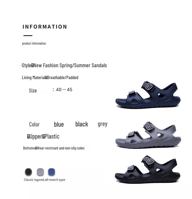Men's Non-slip Breathable EVA Sole Summer Sports Slippers for Outdoor, Driving, and Beach