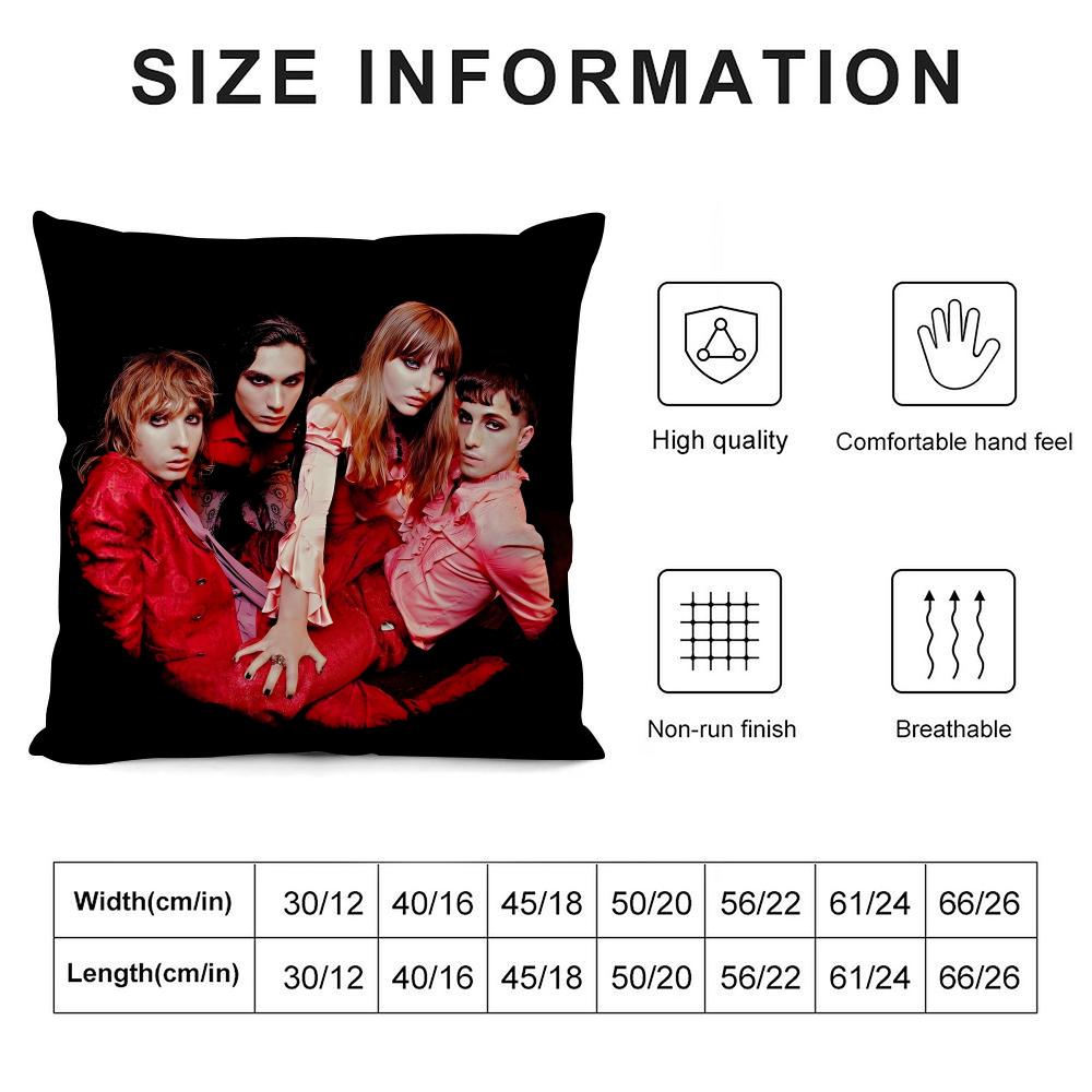 M-Maneskin Band Cushion Cover Pillowcase Ultra Soft Skin Friendly Fabric Cloud Like Comfort & Concealed Zipper
