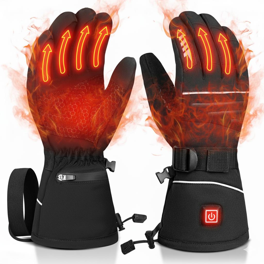 Winter Waterproof 3 Heating Temperature Control Thermal Battery Ski Gloves Touchscreen Heated Ski Gloves S