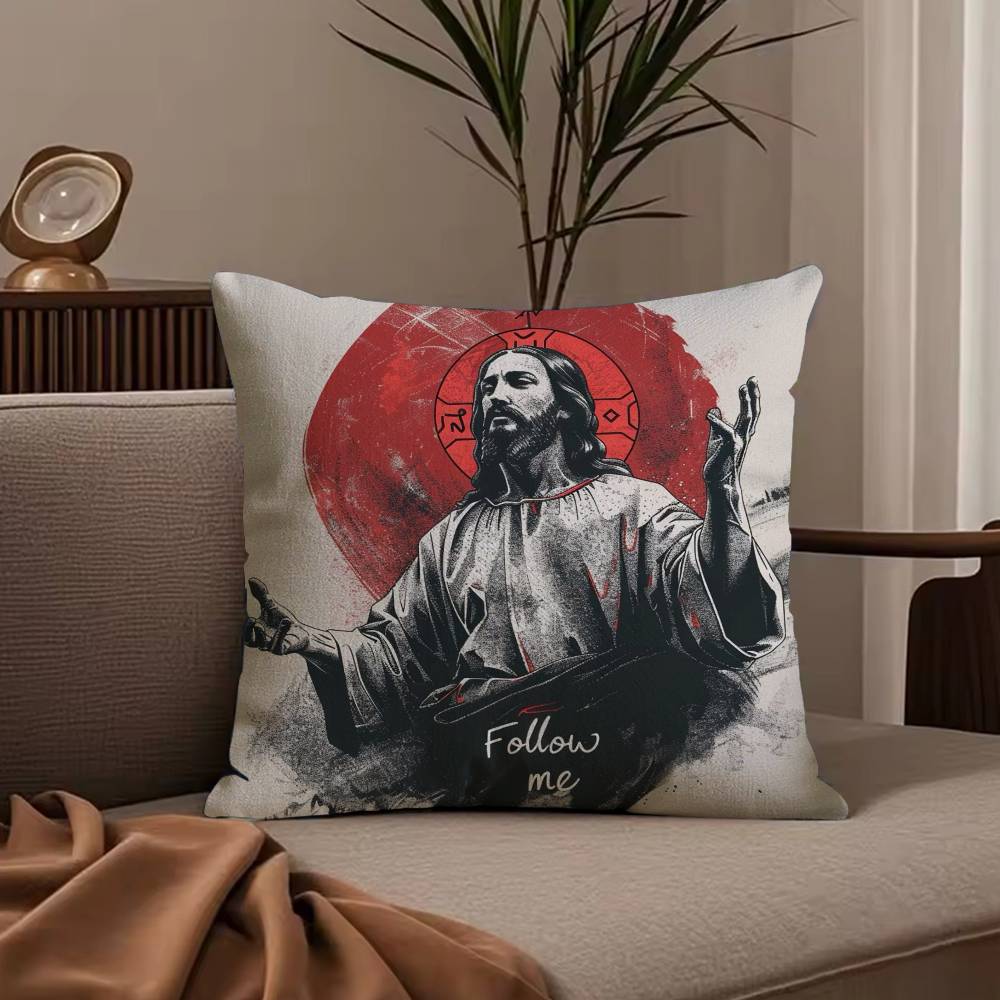 Anime J-Jesus Pillow Case Anti-dustmite Pillowcase Invisible zipper silky short plush Sofa cushion cover