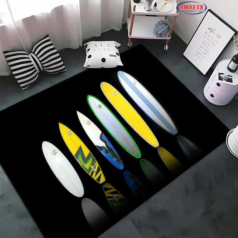 Fashion Sports Theme Carpet, Surfboard Rug for Home Living Room, Children's Bedroom Mat, Sofa Doormat  Floor Anti-slip Decor Rug