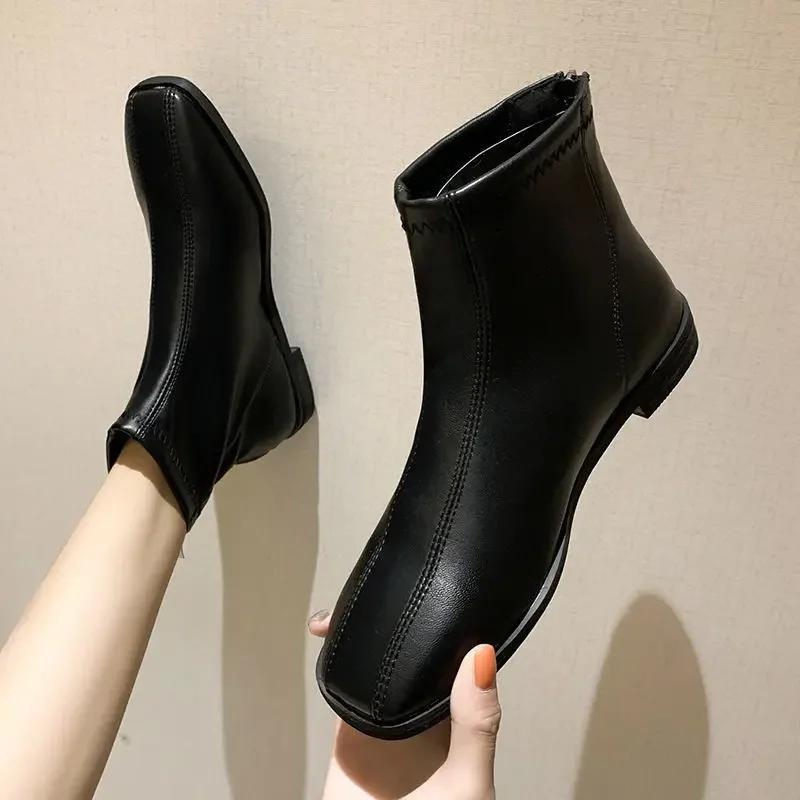 Elegant With Low Heels Ankle Boots for Women New In Autumn Booties Rock Pu Goth Designer Luxury Winter 2024 39 Woman Short Shoes