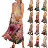 Women's Casual Fashion Flower Printed Sleeveless Pocket Dress