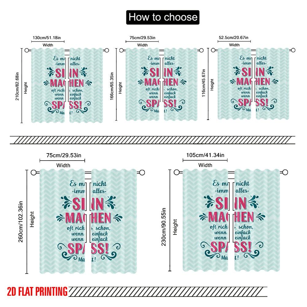 2 Stück 2D Flachdruck Vorhang Spaß und Bedeutungsvoll Polyester Ohne Strom Festliche Vorhänge Perfekt für Innen- und Außenbereich