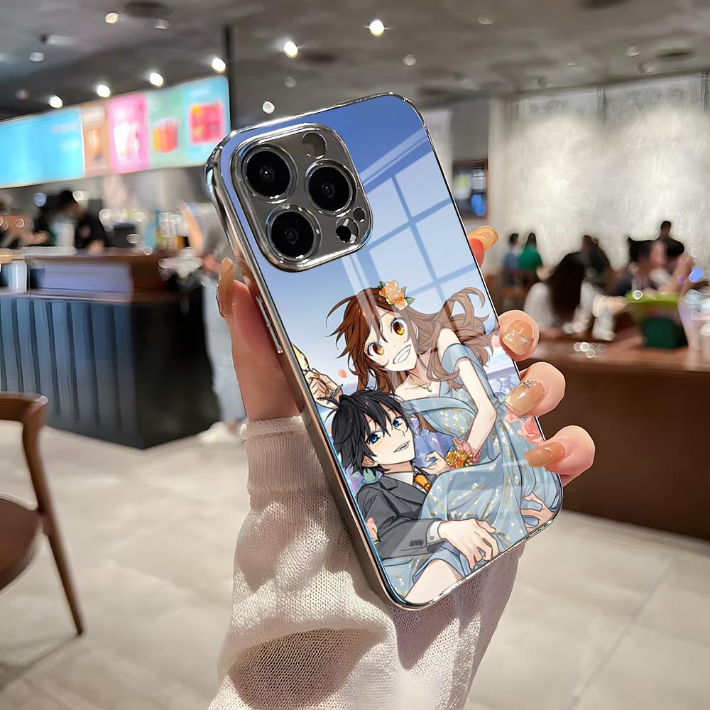 Anime Horimiya Phone Case For IPhone 17 Pro Max 15 Pro 16 14 Plus 12 13 Mini 11 Pro Shockproof Electroplated Glass Cover