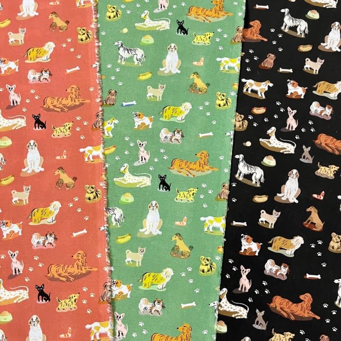 Dog Print Illustrated Sheeting Made in Size 22A 110cm x nora. ST1147-C Fabric, Cotton, Japan, Pre-Cut, (Charcoal Gray, 100cm)