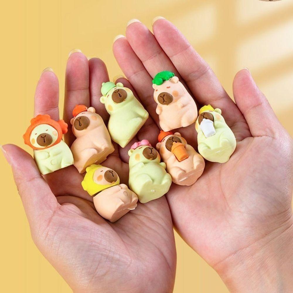4Pcs Stationery Capybara Eraser Children Toys Eraser Cute Pencil Rubber
