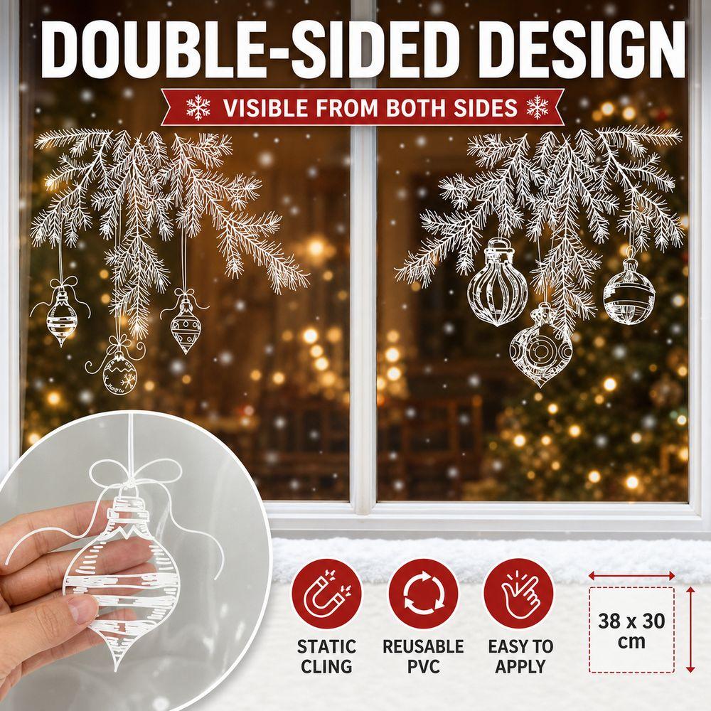 PVC Christmas Window Sticker Reusable Holiday Window Decal Window Cling Decal  Holiday Decorating