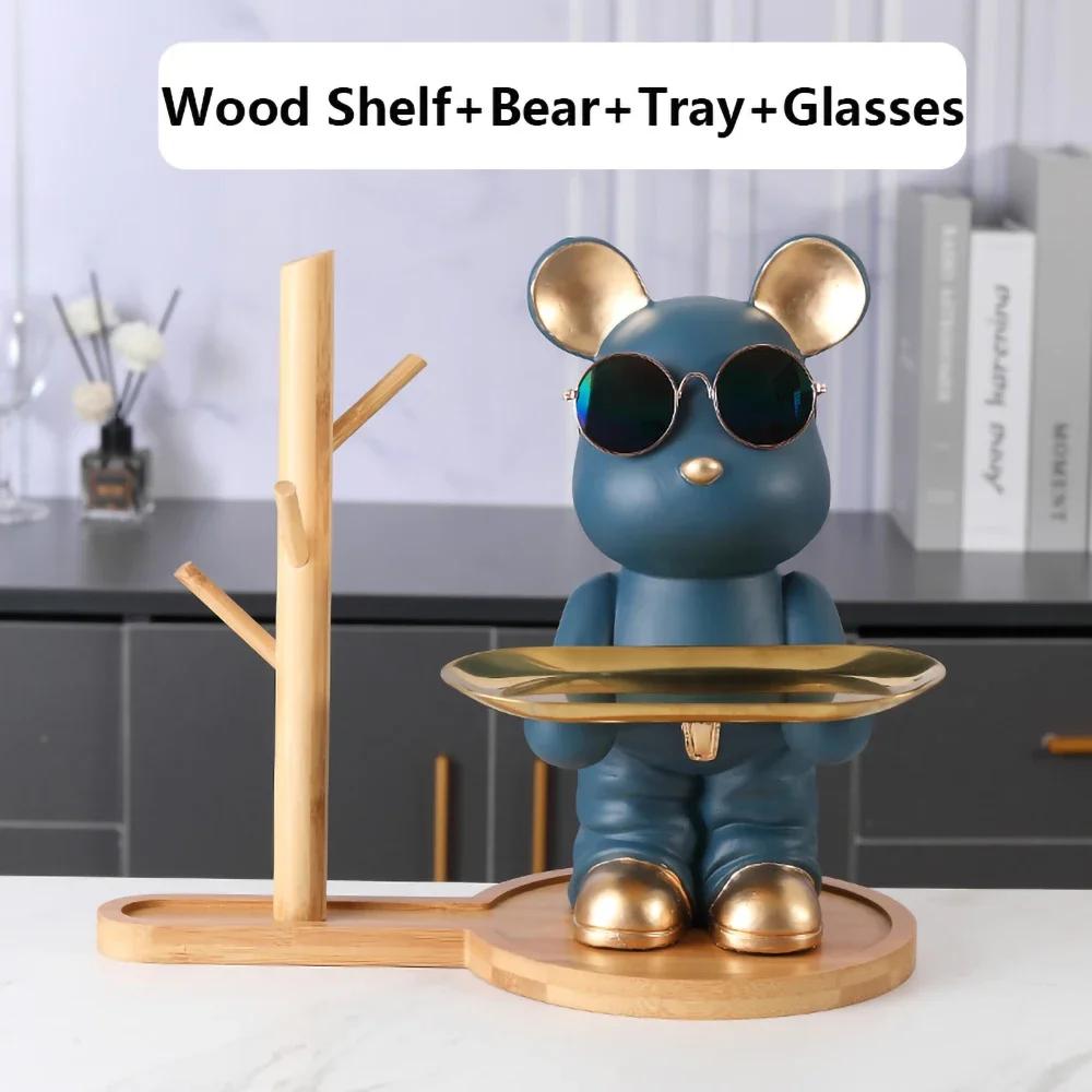Bear Tray Bear Sculpture Piggy Bank Violent Bear Statue Resin Ornament Desktop Accessories Kids Gift Living Room Home Decor