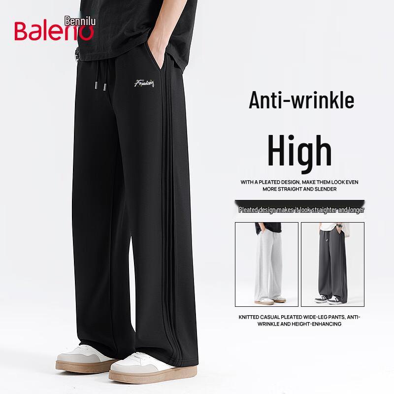 Baleno Men's Heavyweight Pleated Wide-Leg Casual Pants