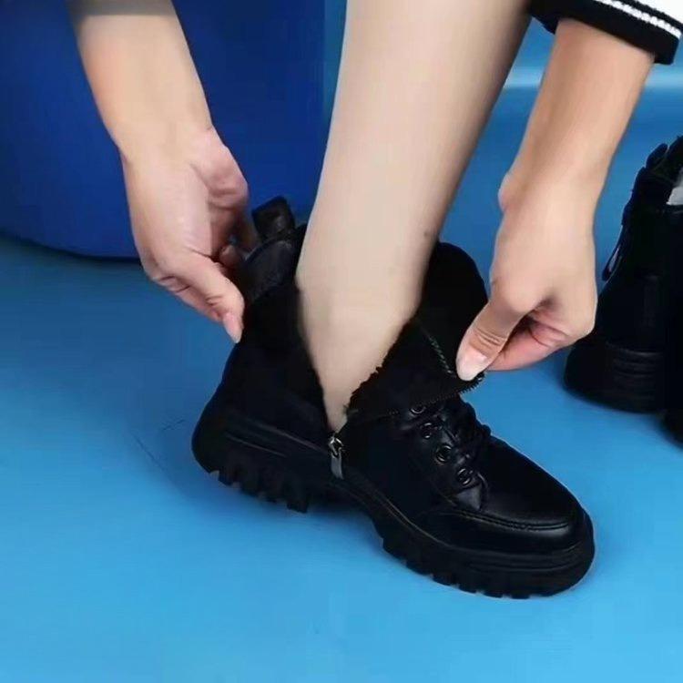 Women's Large Size Soft Elastic Winter Warm Cold Padded Snow Boots Non-slip Wear-resistant Outdoor Casual Sneakers Martin Cotton Boots