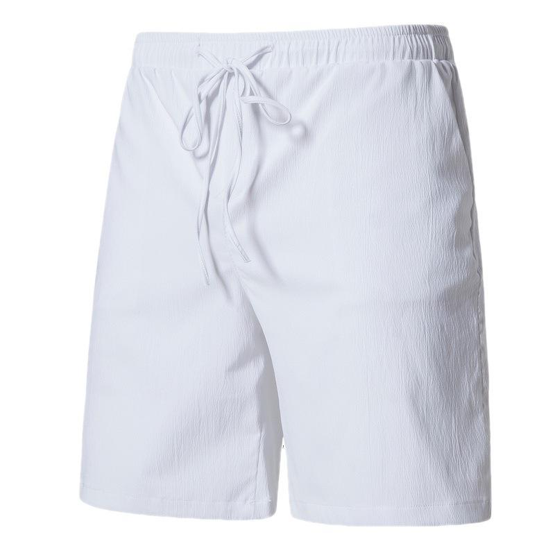 2024 Men's Casual Japanese-Style Cotton & Linen Drawstring Shorts - Solid Color, Lightweight, Youthful Design