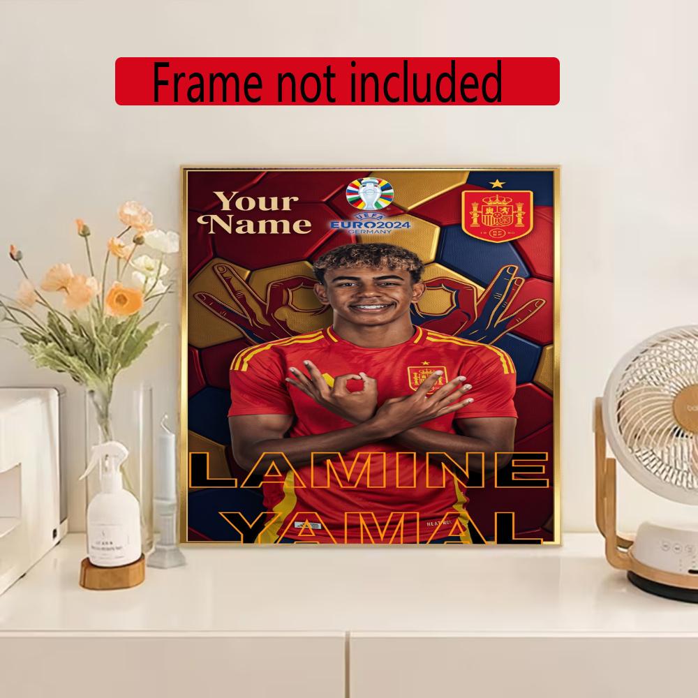 Lamin Yamal Personalized Name Round Diamond Painting Kit Diamond Embroidery Painting Rhinestones Mosaic Frameless Handwork Decoration Arts