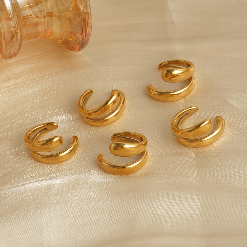 European Niche Fashion 18K Gold-Plated Double-Layer Stainless Steel Ear Clip for Women – Versatile & Creative Design