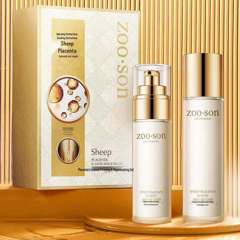 Leftcent Placenta Rejuvenating Double Protection Skincare Set: Hydrating, Moisturizing, Pore-Minimizing, Non-Greasy Water and Emulsion