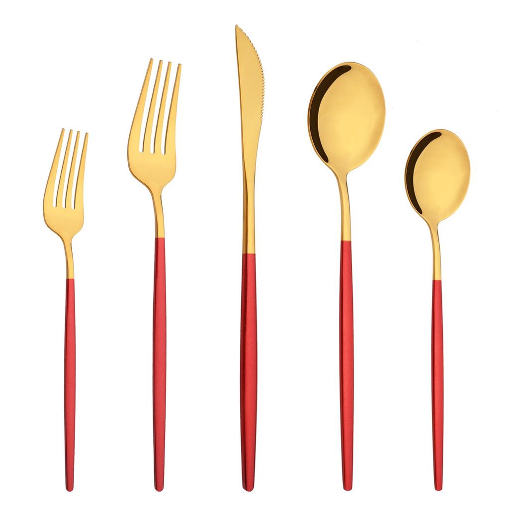 Modré zlato 5 ks Sada jídelního nádobí Stříbrné nádobí Příbory Nůž Dezert Vidlička Lžíce Nerezové nádobí Sada příborů Protable Jídelní potřeby