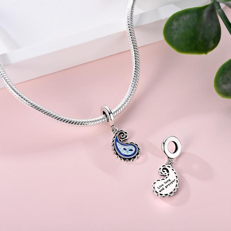 Blue Water Droplet Charms Bead Copper Dangle Pendant Fit Bangle Bracelet Necklace Diy Jewelry